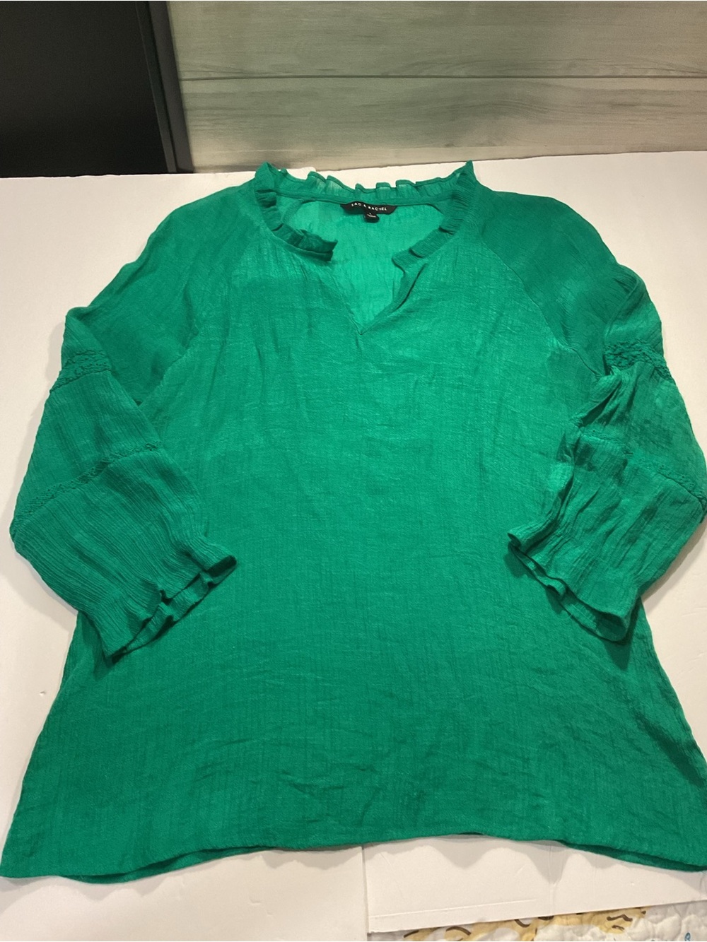 Zac & Rachel Bright Emerald Ruffle-Neck Tunic